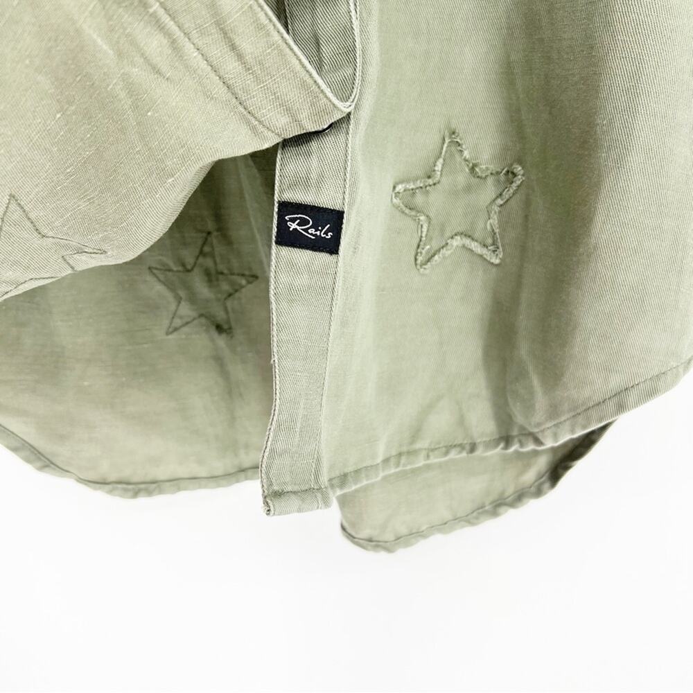 Rails Marcel Star Utility Button Down Top Xs Green - image 5